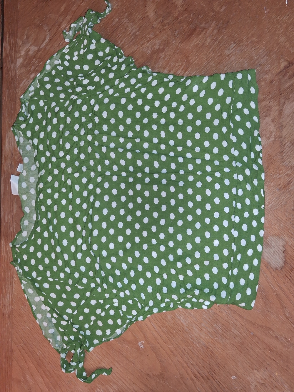 New York & Company Green and White Polka Dot Blouse